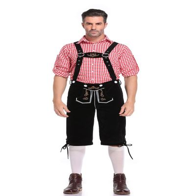 Moonight Men's Oktoberfest Costume Set Bavarian Ethnic Traditional Costume Beer Festival Celebration Waiter suspender pants