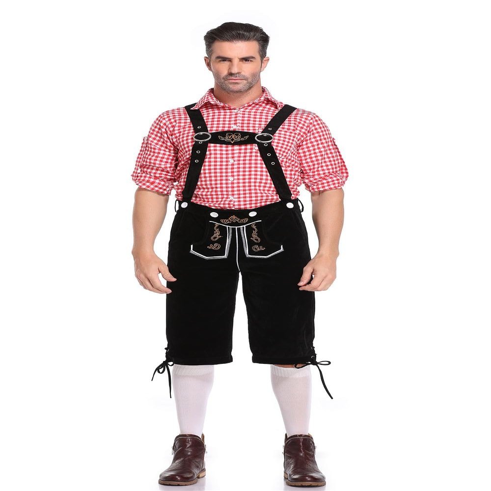 Moonight Men's Oktoberfest Costume Set Bavarian Ethnic Traditional Costume Beer Festival Celebration Waiter suspender pants