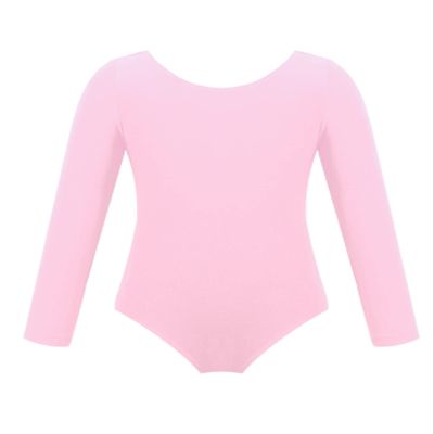 Hedmy Girls Gymnastics Leotards - Long Sleeve Leotard for Kids Basic Ballet Dance Costume One Piece Bodysuit Pink 8 Years