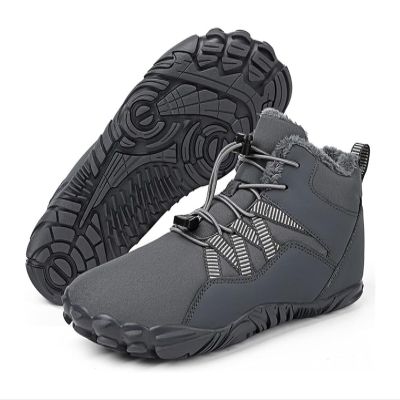 Men's Women's Warm Snow Boots, Waterproof Fur Lined Ankle Boots Winter Booties, Cold Weather Outdoor Hiking Shoes with Wide Toe Fashion Men's Winter Boots (Color : Gray-A, Size : 8)