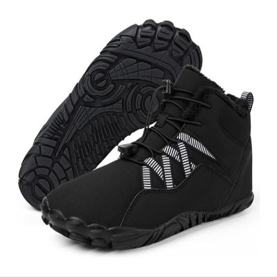 Men's Women's Warm Snow Boots, Waterproof Fur Lined Ankle Boots Winter Booties, Cold Weather Outdoor Hiking Shoes with Wide Toe Fashion Men's Winter Boots (Color : Black-A, Size : 8.5)