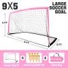 RUNBOW 9x5 ft Portable Kids Soccer Goal for Backyard Adult Junior Large Girl Practice Soccer Net with Carry Bag (9x5ft, Pink, 1 Pack) view 4