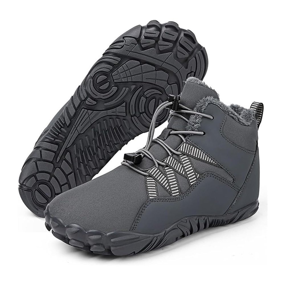 Men's Women's Warm Snow Boots, Waterproof Fur Lined Ankle Boots Winter Booties, Cold Weather Outdoor Hiking Shoes with Wide Toe Fashion Men's Winter Boots (Color : Gray-A, Size : 8.5)