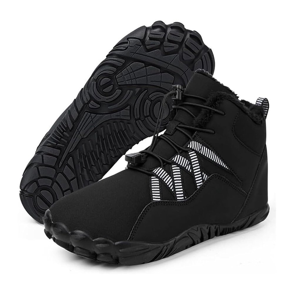 Men's Women's Warm Snow Boots, Waterproof Fur Lined Ankle Boots Winter Booties, Cold Weather Outdoor Hiking Shoes with Wide Toe Fashion Men's Winter Boots (Color : Black-A, Size : 10)