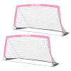 RUNBOW 6x4 ft Portable Kids Soccer Goal for Backyard Practice Soccer Net with Carry Bag (6x4 FT, 2 Pack, Pink) view 1