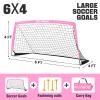 RUNBOW 6x4 ft Portable Kids Soccer Goal for Backyard Practice Soccer Net with Carry Bag (6x4 FT, 2 Pack, Pink) view 4