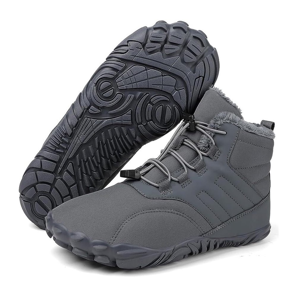 Men's Women's Warm Snow Boots, Waterproof Fur Lined Ankle Boots Winter Booties, Cold Weather Outdoor Hiking Shoes with Wide Toe Fashion Men's Winter Boots (Color : Gray-B, Size : 9)