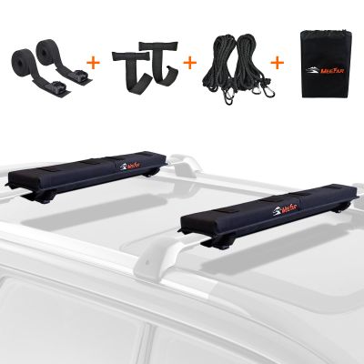 Universal Car Soft Roof Rack Pads Luggage Carrier System for Kayak Surfboard SUP Canoe Include 2 Heavy Duty Tie Down Straps, 2 Tie Down Rope, 2 Quick Loop Strap (Use with Cross Bar)