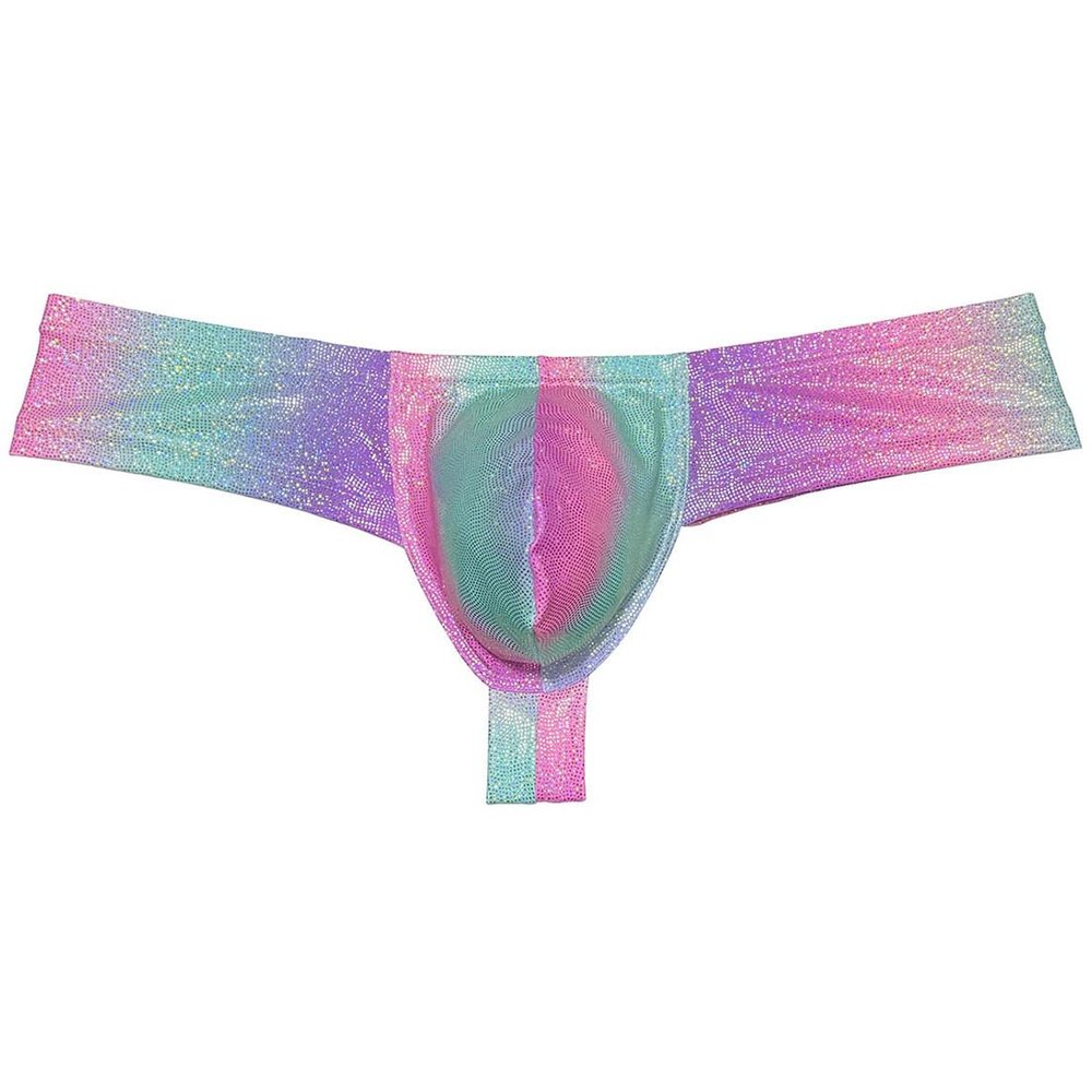 OROCOJUCO Men's Metallic Shiny Cheeky Briefs Underwear Male Pouch Soft Underpants Ultra Hight Cut Brazilian Bikini Dream Color XL
