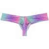 OROCOJUCO Men's Metallic Shiny Cheeky Briefs Underwear Male Pouch Soft Underpants Ultra Hight Cut Brazilian Bikini Dream Color XL view 3