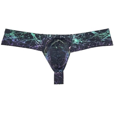 OROCOJUCO Men's Metallic Shiny Cheeky Briefs Underwear Male Pouch Soft Underpants Ultra Hight Cut Brazilian Bikini Scrawl Black M