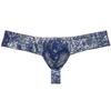 OROCOJUCO Men's Metallic Shiny Cheeky Briefs Underwear Male Pouch Soft Underpants Ultra Hight Cut Brazilian Bikini Blue with Silver XL view 1