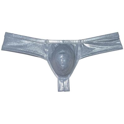 OROCOJUCO Men's Metallic Shiny Cheeky Briefs Underwear Male Pouch Soft Underpants Ultra Hight Cut Brazilian Bikini Light Gray XL