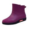 Rainshoes Women Short Tube Plush Thermal Water Shoes Shoes Fashion Women Rain Boots Mens Rubber Boots (Purple, 7) view 1