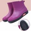 Rainshoes Women Short Tube Plush Thermal Water Shoes Shoes Fashion Women Rain Boots Mens Rubber Boots (Purple, 7) view 3