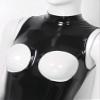 Fldy Womens Patent Leather Bodysuit Zipper Catsuit Clubwear Mock Neck Full Body Suit Costume Black Medium view 3
