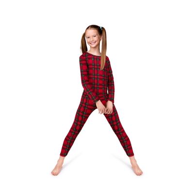 Rocky Thermal Underwear for Kids, Girls Thermals Long Johns Underwear, Base Layer for Cold weather/skiing, Red Plaid, Large, Heavy-250 GSM, THERMALS SET