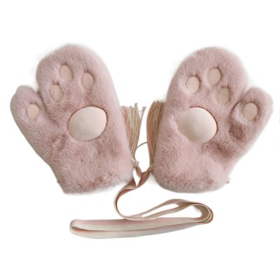 Women's Winter Cold hat Gloves Sweet and Cute Three-Dimensional Rabbit Ears Plush Ear Protection hat Cute Head Cover hat (Color : Gloves Pink, Size : 53 * 62cm)