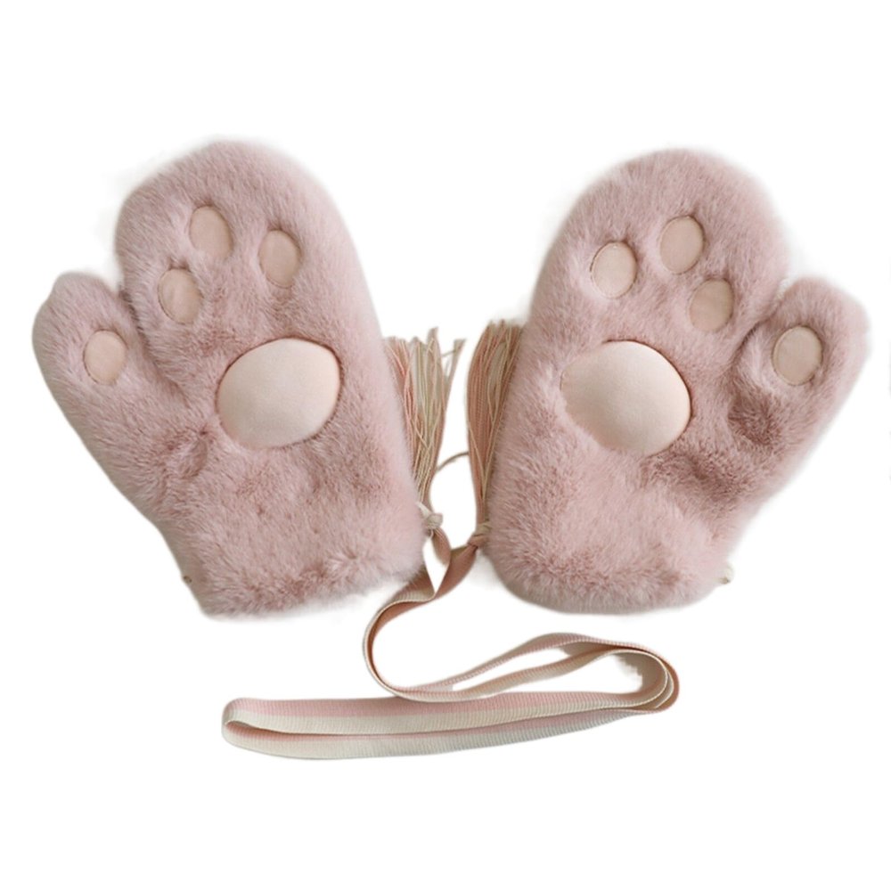 Women's Winter Cold hat Gloves Sweet and Cute Three-Dimensional Rabbit Ears Plush Ear Protection hat Cute Head Cover hat (Color : Gloves Pink, Size : 53 * 62cm)