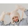 Women's Winter Cold hat Gloves Sweet and Cute Three-Dimensional Rabbit Ears Plush Ear Protection hat Cute Head Cover hat (Color : Gloves Pink, Size : 53 * 62cm) view 4