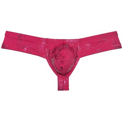 OROCOJUCO Men's Metallic Shiny Cheeky Briefs Underwear Male Pouch Soft Underpants Ultra Hight Cut Brazilian Bikini Light Wine Red M