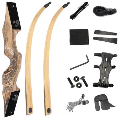 Archery 60" Black Hunter Wooden Recurve Bow - Right Handed, 20-60lbs for American Hunting & Shooting Practice (Burlywood, 35 Lbs)