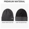 BASSDASH Winter Beanie Hats with Fleece Lining Thick Warm for Men Women Stretchy Fit Unisex Cuffed Knit Hat Heather Dark Grey view 2