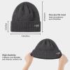BASSDASH Winter Beanie Hats with Fleece Lining Thick Warm for Men Women Stretchy Fit Unisex Cuffed Knit Hat Heather Dark Grey view 3