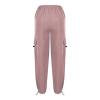Women Cargo Pants Parachute Drawstring Elastic Waist Sweatpants Baggy Y2k Teen Girls Pants Loose Trousers with Pocket Pink view 4