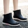 Rainshoes Women Short Tube Plush Thermal Water Shoes Shoes Fashion Women Rain Boots Mens Rubber Boots (Black, 8) view 2