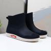 Rainshoes Women Short Tube Plush Thermal Water Shoes Shoes Fashion Women Rain Boots Mens Rubber Boots (Black, 8) view 3
