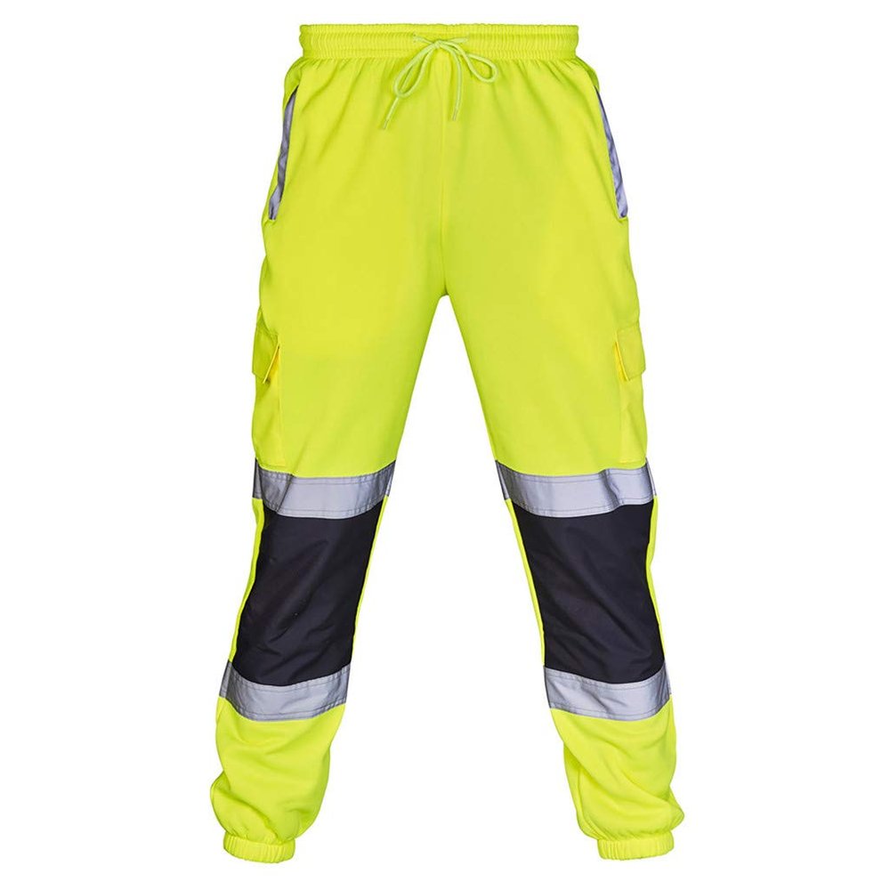 Mens Pioneer Reflective Safety Pants Lightweight Baggy High Visibility Safety Work Pants Outdoor Waterproof Rain Pants Trousers Green