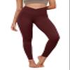 ODODOS Women's Cross Waist Full Length Yoga Leggings with Inner Pocket, Inseam 28" Gathered Crossover Workout Yoga Pants, Burgundy, Small view 1