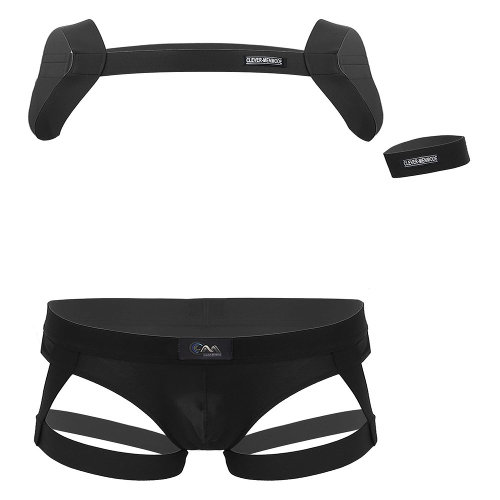 Fldy Men's Jockstrap Wrestling Singlet Buckle Pouch Leotard Underwear Harness Bodysuit Jumpsuits Black C Medium