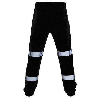 Mens Pioneer Reflective Safety Pants Lightweight Baggy High Visibility Safety Work Pants Outdoor Waterproof Rain Pants Trousers Black