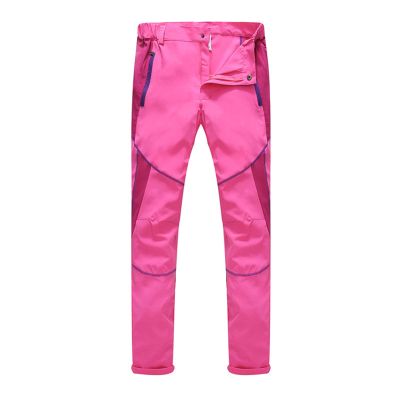 Mens Outdoor Hiking Work Pants Quick Dry Lightweight Windproof Waterproof Mountain Camping Fishing Pants Expandable Waist Cargo Tactical Ski Snow Pants Trousers Pink
