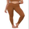 ODODOS Women's Cross Waist Full Length Yoga Leggings with Inner Pocket, Inseam 28" Gathered Crossover Workout Yoga Pants, Caramel, Small view 1