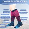 Compression Socks for Women Men Support Socks 15-20 mmhg knee high Compression Stockings 3 Pairs for Nurse (Large-X-Large, Assorted B) view 4