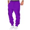 XUETON Mens Outdoor Cargo Pants with Pockets Lightweight Tactical Pant Hiking Jogger Casual Athletic Sports Pants Drawstring Elastic Waist Jogging Running Training Track Sweat Pants Trousers Purple view 1
