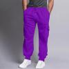 XUETON Mens Outdoor Cargo Pants with Pockets Lightweight Tactical Pant Hiking Jogger Casual Athletic Sports Pants Drawstring Elastic Waist Jogging Running Training Track Sweat Pants Trousers Purple view 2