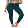 ODODOS Women's Cross Waist Full Length Yoga Leggings with Inner Pocket, Inseam 28" Gathered Crossover Workout Yoga Pants, Forest Teal, Medium view 1