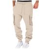XUETON Mens Outdoor Cargo Pants with Pockets Lightweight Tactical Pant Hiking Jogger Casual Athletic Sports Pants Drawstring Elastic Waist Jogging Running Training Track Sweat Pants Trousers Beige view 1