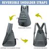 SunForMorning Pickleball Bag, Tactical Pickleball Backpack for Women Men, Adjustable Sling Bag with Fence Hook Water Bottle (Includes 2 Patches+1Carabiner), Grey view 3