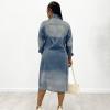 BORAMAX Women's Fashion Ripped Holes Maxi Long Denim Jacket Trench Coat Retro Blue Jackets Lapel Button Oversized Trench Coat view 4