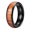 6 mm Black Wedding Band for Men Women Tungsten Carbide Ring with Nature Wood Inlay Comfort Fit view 1