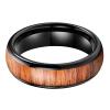 6 mm Black Wedding Band for Men Women Tungsten Carbide Ring with Nature Wood Inlay Comfort Fit view 2
