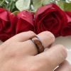 8 mm Black Men Tungsten Carbide Rings Domed Wood Inlay Comfort Fit Wedding Band Polish Finish view 4