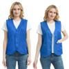 TopTie Custom Unisex Work Vest Volunteer Staff Button Vest Printed Embroidered Your Text Logo-Blue-XL view 4