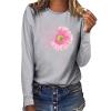Breast Cancer Awareness Shirts for Women 2023 Pink Ribbon Graphic Tee Long Sleeve Casual Pullover Crewneck Sweatshirt Womens Clothing Fall and Winter Silver 2X view 3