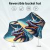 Roaring Dragon Sun Hat for Adults, Beautiful Double-Sided Printing, Unisex Summer Travelling Beach Hat. Black view 4